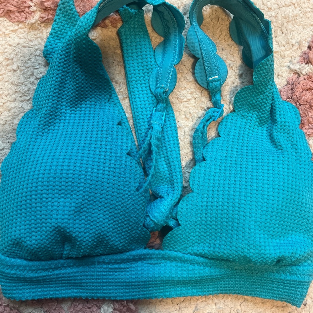 Teal Textured swim suit